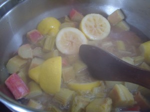 rhubarb cooking down 